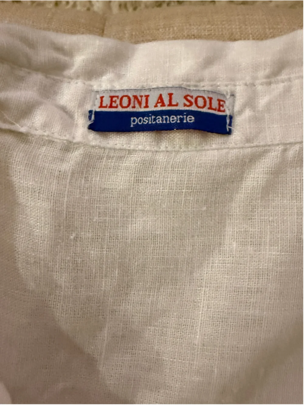 Men’s Leoni Al Sole White Linen Button Down Shirt Size L